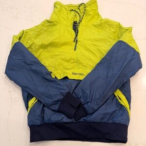 Vintage 90s Marmot 3M Thinsulate Colorblock Ski Anorak Neon Green Navy Medium